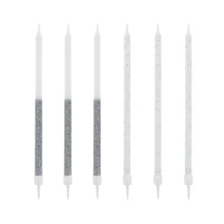 Cerf Dellier 12 bougies bicolores argentées hautes 13 cm