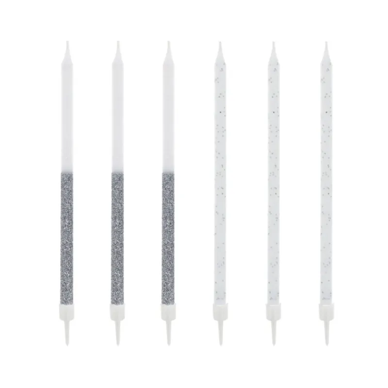 Cerf Dellier 12 bougies bicolores argentées hautes 13 cm