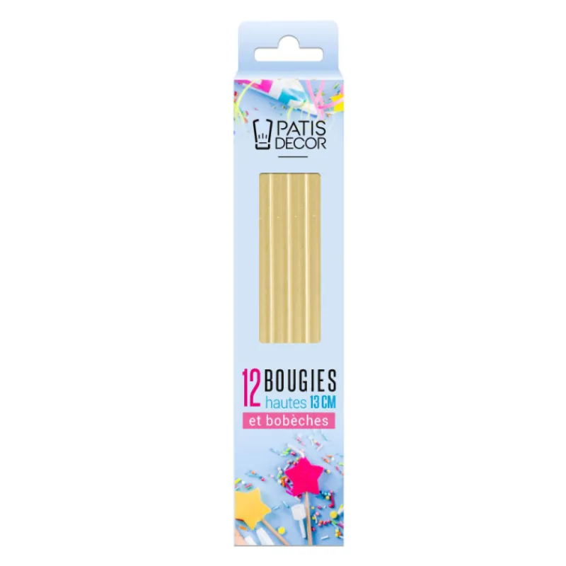 Cerf Dellier 12 bougies dorées hautes 13 cm