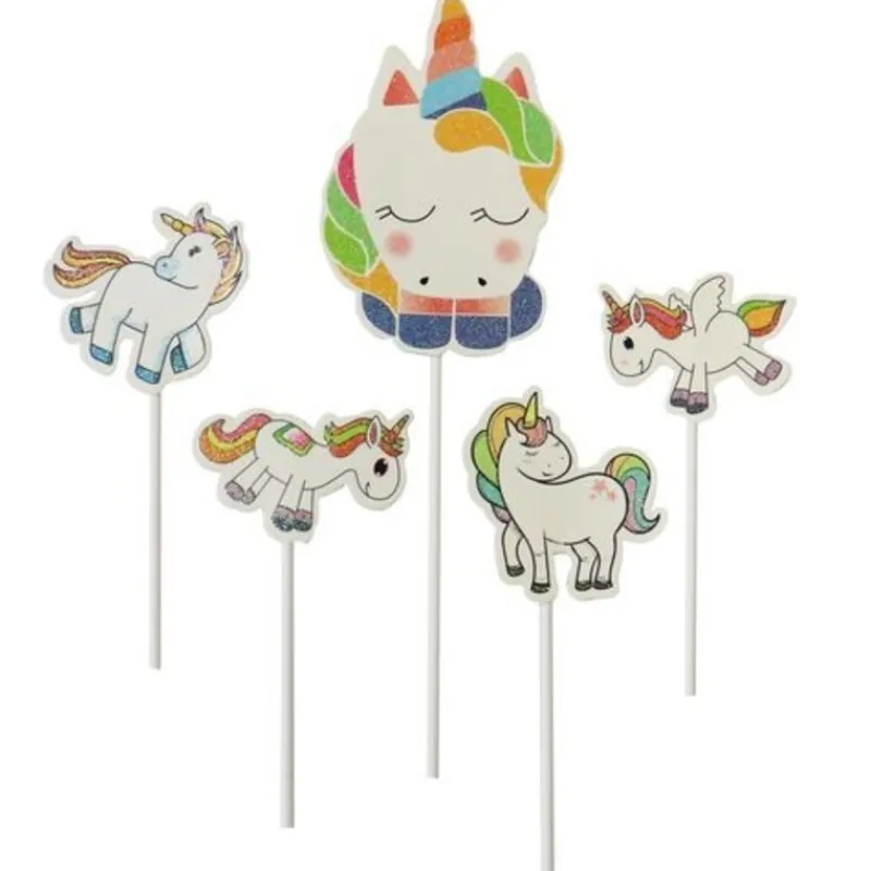 Cerf Dellier 5 cake toppers licornes assorties