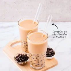 Cerf Dellier 4 pailles en verre bubble tea et goupillon 20 cm - Ø 15 mm