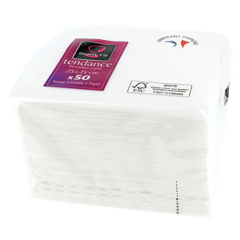 Cerf Dellier 50 Serviettes de table blanches