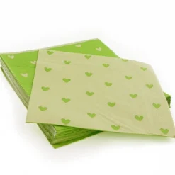 Cerf Dellier 20 Serviettes en papier lin coeurs verts Patisdecor