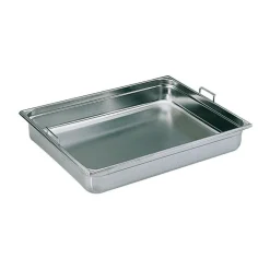 Cerf Dellier Bac gastronorme plein inox - avec anses escamotables - GN 2/1 profondeur 20 cm