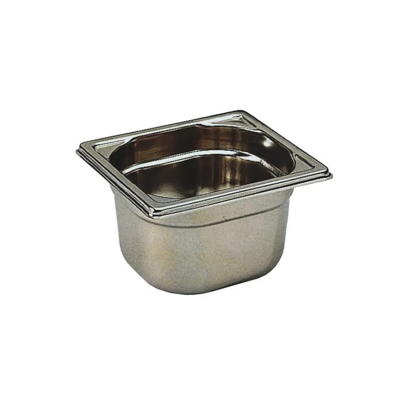 Cerf Dellier Bac gastronorme plein inox - sans anse - GN 1/6 profondeur 6,5 cm