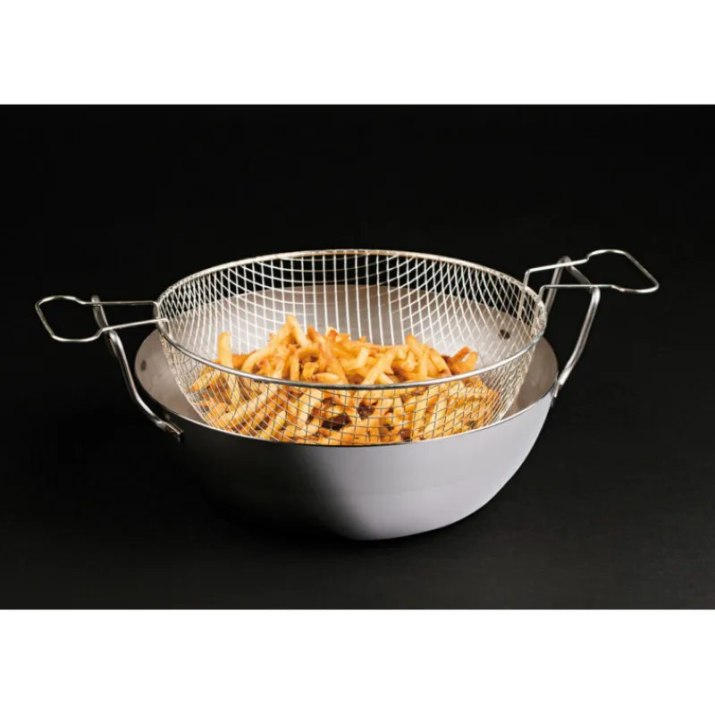 Cerf Dellier Bassine à friture en tôle d'acier noire avec panier 32 cm