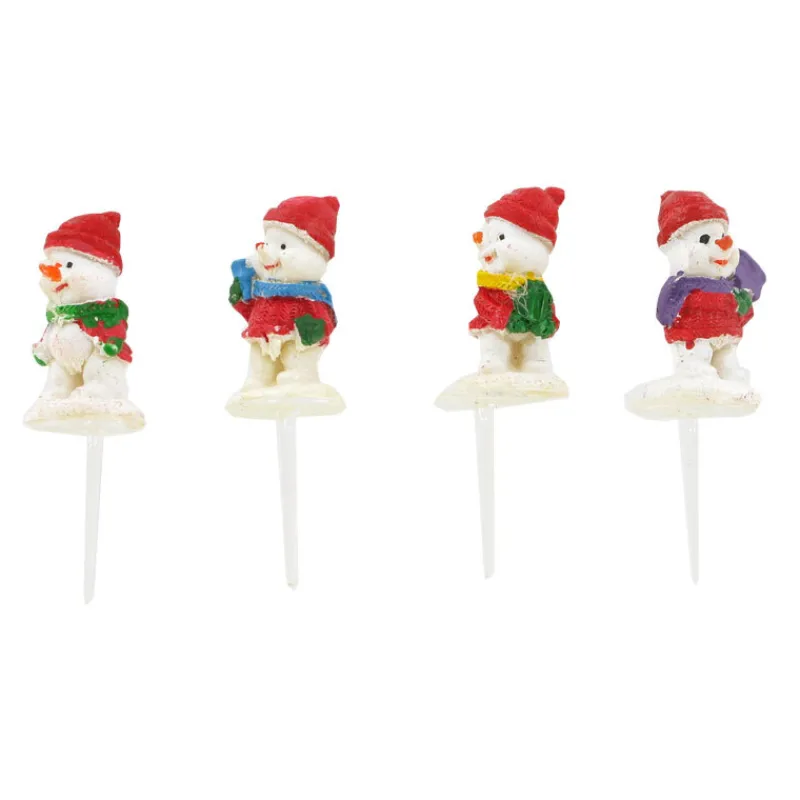 Cerf Dellier Bonshommes de neige Noël assortis sur pique (x4)