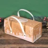 Cerf Dellier Boîte à bûche à poignées kraft décor village 25 x 11 x 11 cm