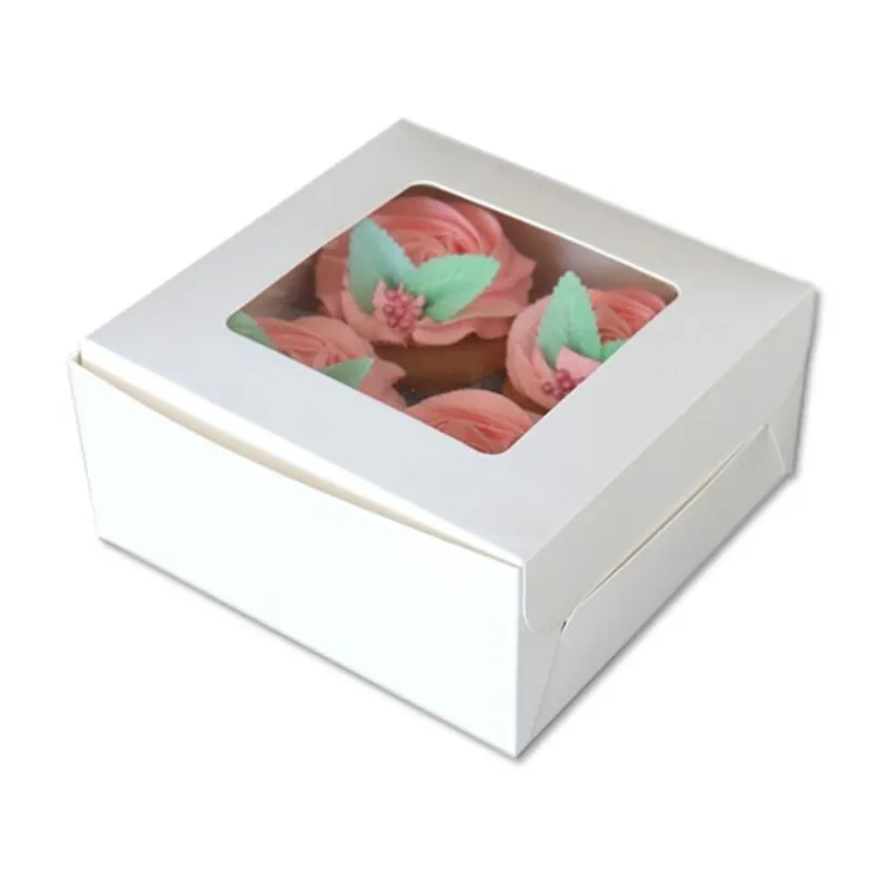 Cerf Dellier Boîte 4 cupcakes blanche 16 x 16 cm