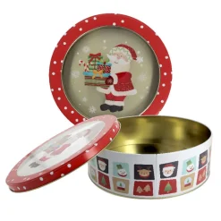 Cerf Dellier Boîte ronde à biscuits de Noël bonhomme de neige en métal - Ø 22,7 cm