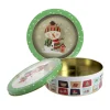 Cerf Dellier Boîte ronde à biscuits de Noël bonhomme de neige en métal - Ø 20,6 cm