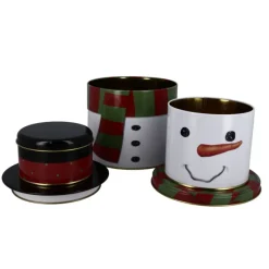 Cerf Dellier Boîtes à biscuits de Noël Set de 3 à empiler Bonhomme de neige