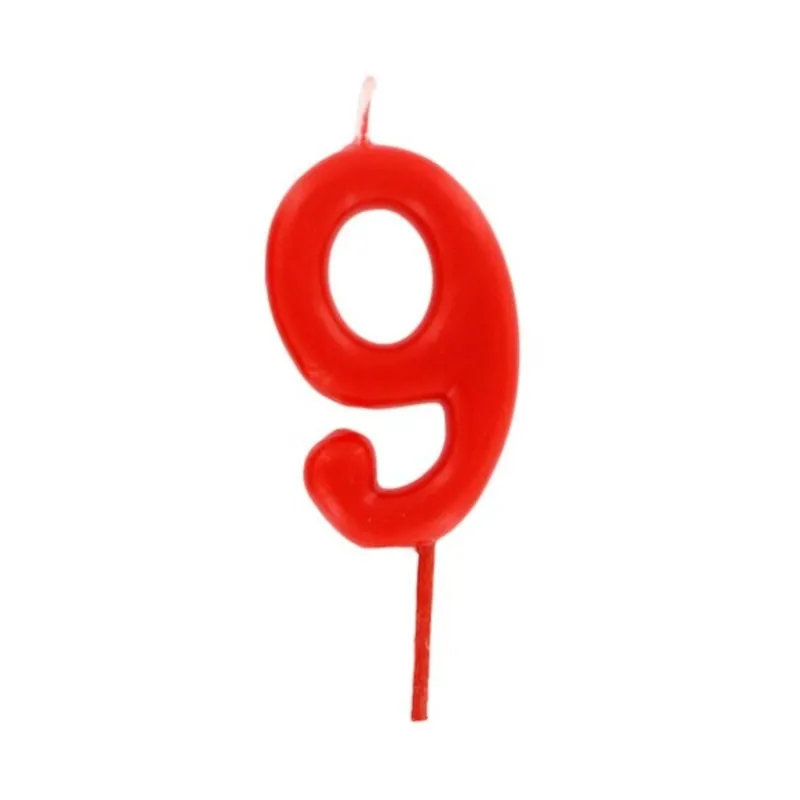 Cerf Dellier Bougie anniversaire chiffre 9 Rouge