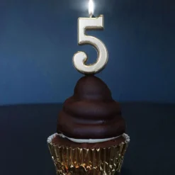Cerf Dellier Bougie anniversaire dorée chiffre 5