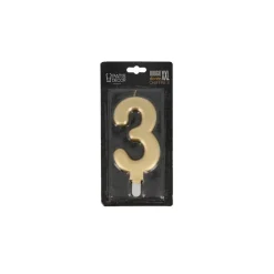 Cerf Dellier Bougie anniversaire dorée XXL chiffre 3