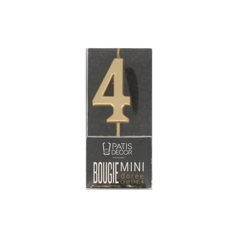 Cerf Dellier Bougie anniversaire dorée chiffre 4