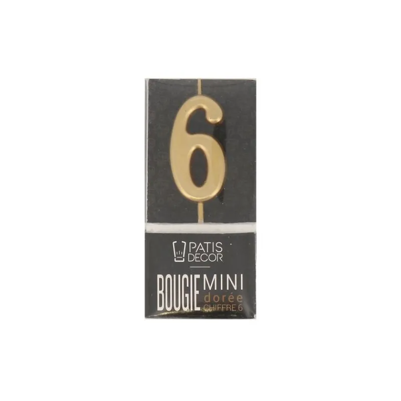 Cerf Dellier Bougie anniversaire dorée chiffre 6