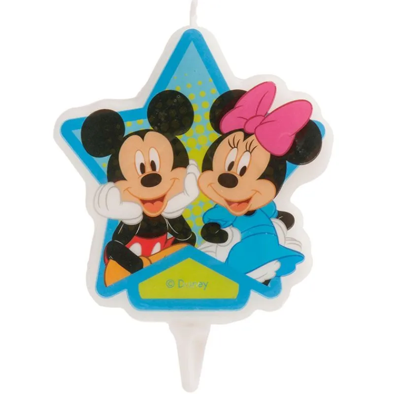 Cerf Dellier Bougie anniversaire Minnie & Mickey 7,5 cm