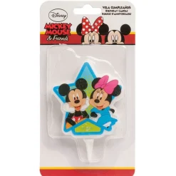 Cerf Dellier Bougie anniversaire Minnie & Mickey 7,5 cm