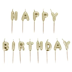 Cerf Dellier Bougies à piquer "Happy Birthday" dorées