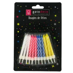 Cerf Dellier Bougies d'anniversaire 6 cm assorties (x 24)