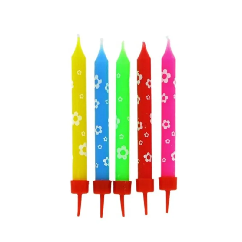 Cerf Dellier Bougies muticolores fleurs (x 10)