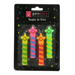 Cerf Dellier Bougies Smileys Etoiles (x 4)