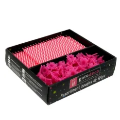 Cerf Dellier Bougies torsadées 6 cm et bobèches roses (x 125)