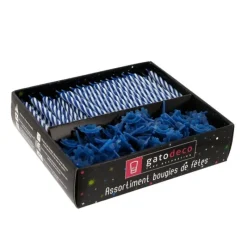 Cerf Dellier Bougies torsadées 6 cm et bobèches bleues (par 125)