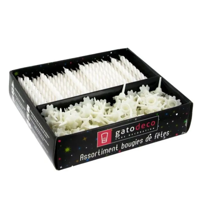 Cerf Dellier Bougies torsadées 6 cm et bobèches blanches (x 125)
