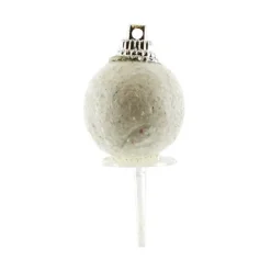 Cerf Dellier Boules de Noël blanches paillettes sur pique (x50)