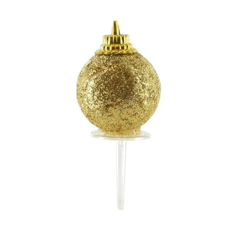 Cerf Dellier Boules de Noël dorées paillettes sur pique (x50)