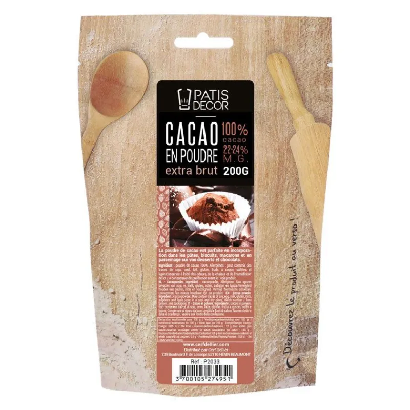 Cerf Dellier Cacao en poudre extra brut 200 g