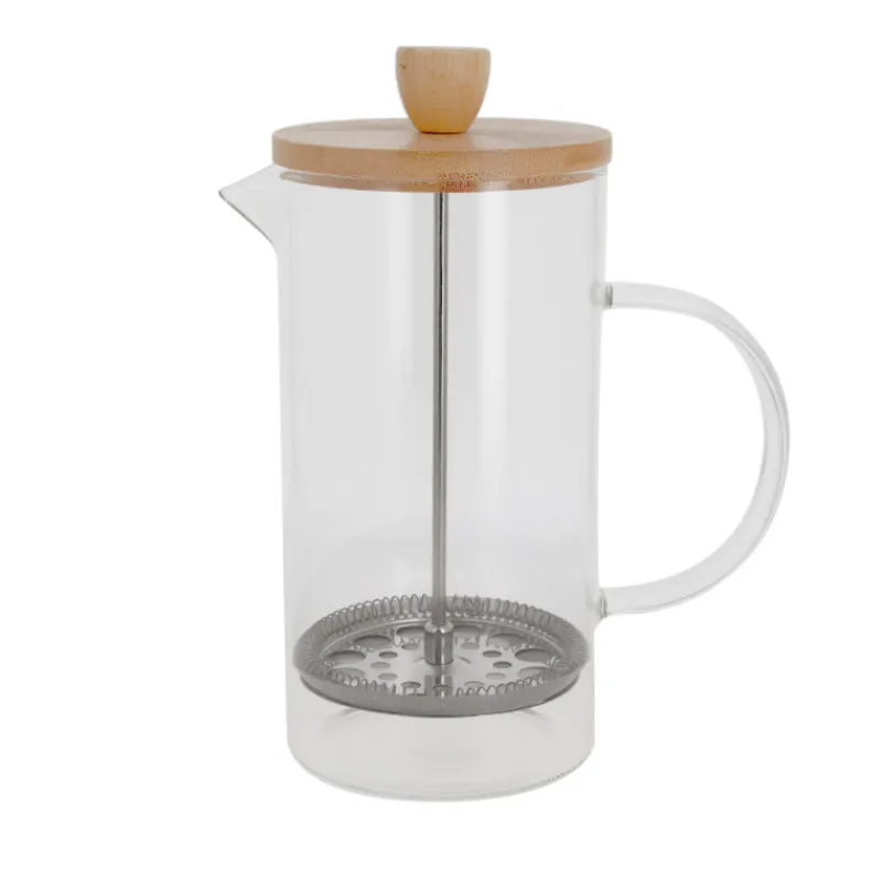 Cerf Dellier Cafetière à piston en verre couvercle bambou - 1000 ml
