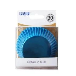 Cerf Dellier Caissette cupcake bleu métallisé PME (x30)