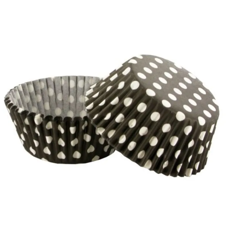 Cerf Dellier Caissettes cupcakes noires à pois blancs (x50)