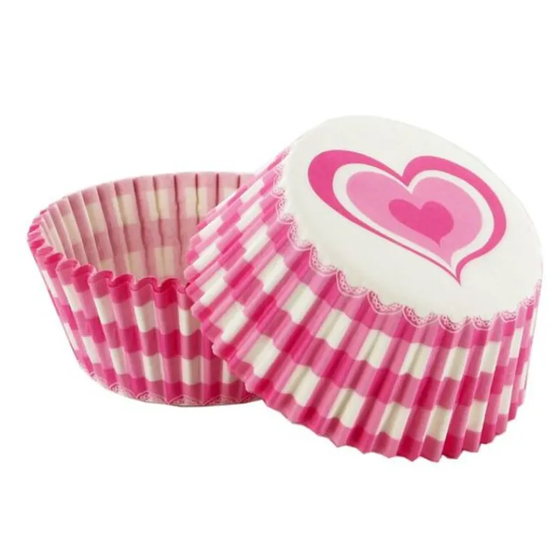 Cerf Dellier Caissettes cupcakes "Vichy cœur rose" (x50)