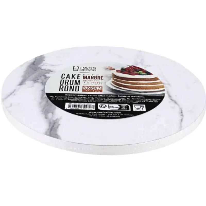 Cerf Dellier Cake Drum Rond Effet Marbre Ø 25 cm