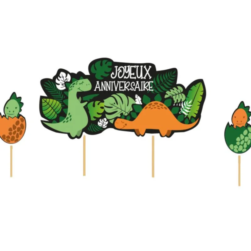 Cerf Dellier Cake topper assortis "Joyeux anniversaire" thème Dinosaures