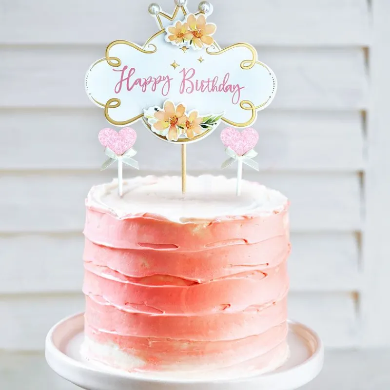 Cerf Dellier Cake topper assortis "Happy Birthday" thème vintage