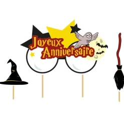 Cerf Dellier Cake topper assortis "Joyeux anniversaire" thème Sorciers