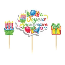 Cerf Dellier Cake topper assortis "Joyeux anniversaire" thème anniversaire enfantin