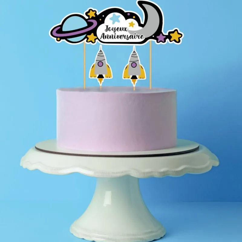 Cerf Dellier Cake topper assortis "Joyeux anniversaire" thème Galaxie