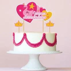 Cerf Dellier Cake topper assortis "Joyeux anniversaire" thème Princesse