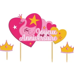 Cerf Dellier Cake topper assortis "Joyeux anniversaire" thème Princesse