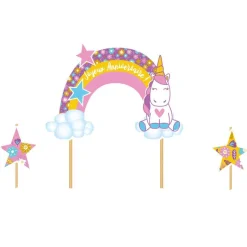 Cerf Dellier Cake topper assortis "Joyeux anniversaire" thème Licorne
