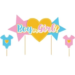Cerf Dellier Cake topper assortis thème Gender reveal "Fille ou garçon"