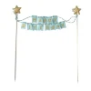 Cerf Dellier Cake topper bannière anniversaire bleu