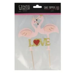 Cerf Dellier Cake topper flamants roses Love
