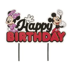 Cerf Dellier Cake Topper Happy Birthday Mickey et Minnie